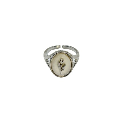 ring silver 925 with white stone and flower2